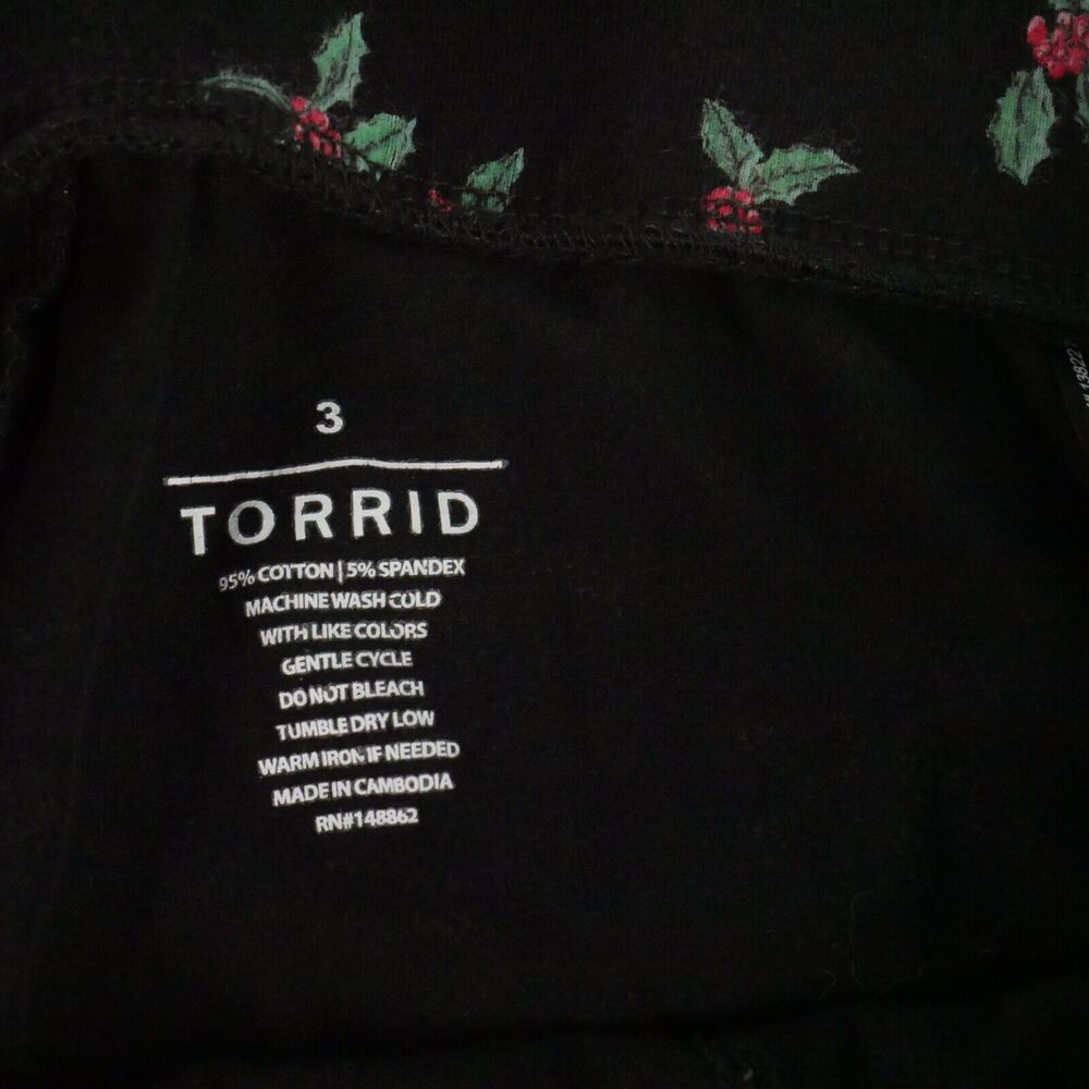 Torrid Size 3 Full Lenght Signature Waist Pokcet Legging Holly Ditsy Rich Black - Picture 5 of 11